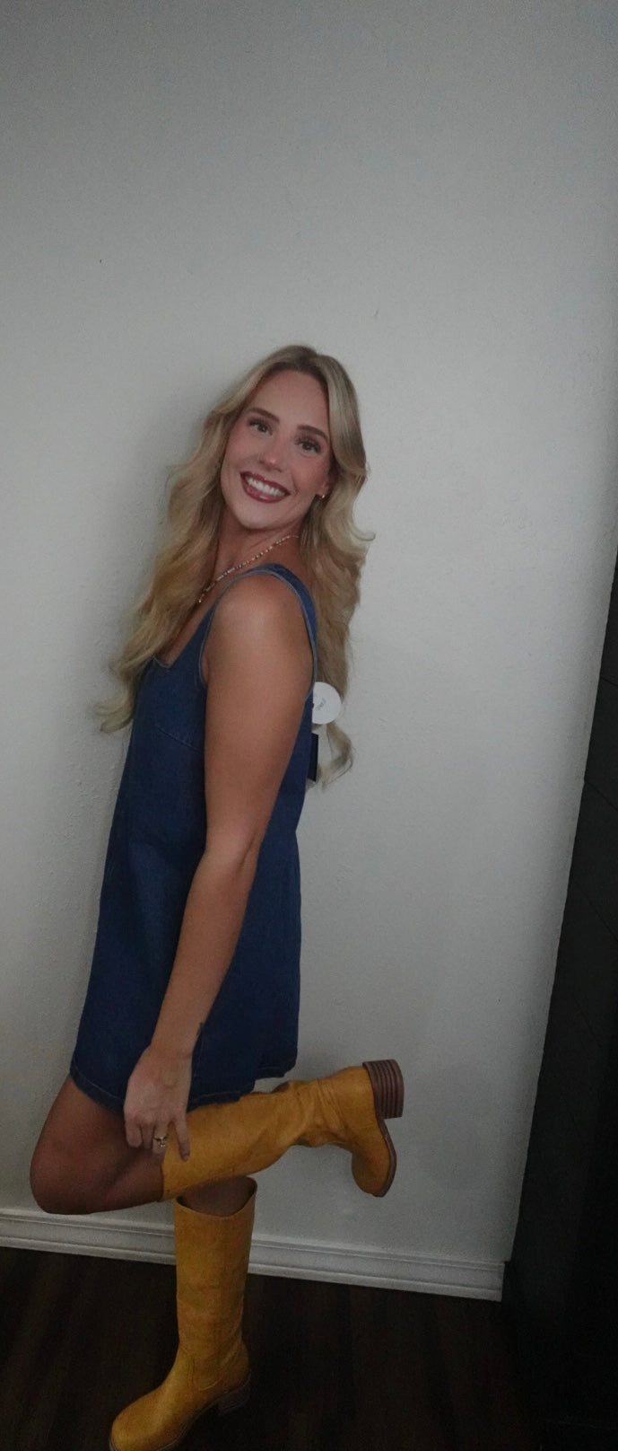 denim mini dress