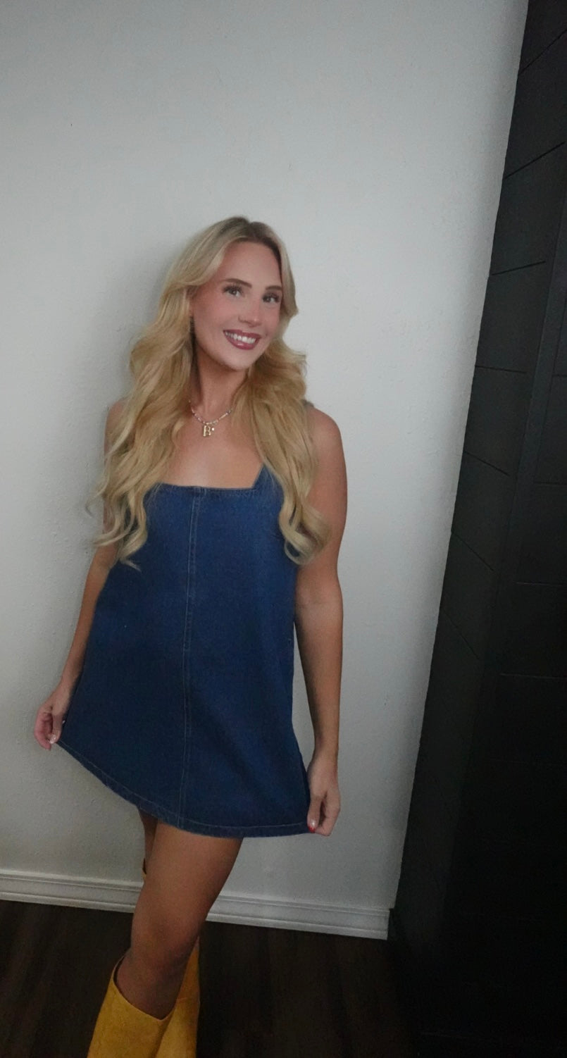 denim mini dress