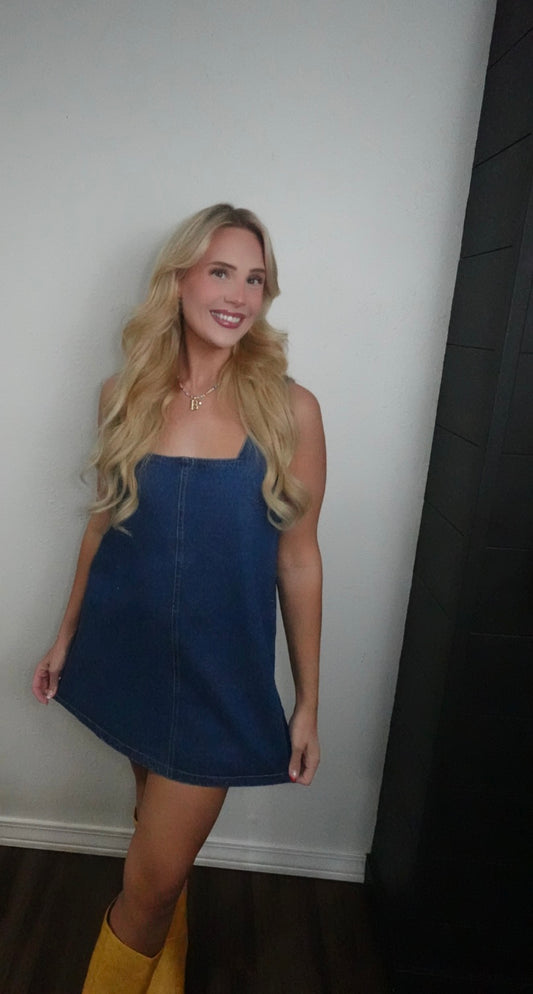 denim mini dress