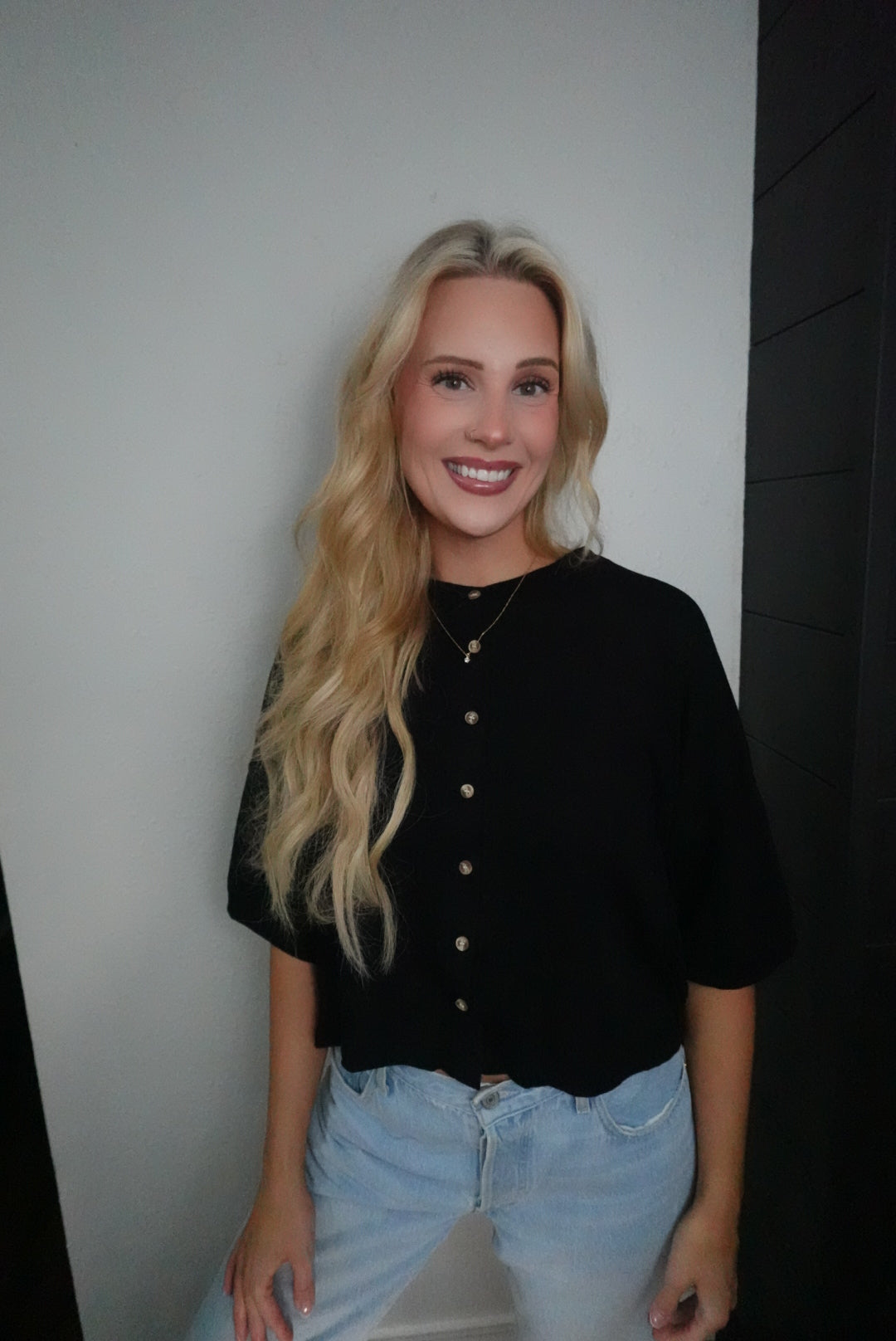 black button up top