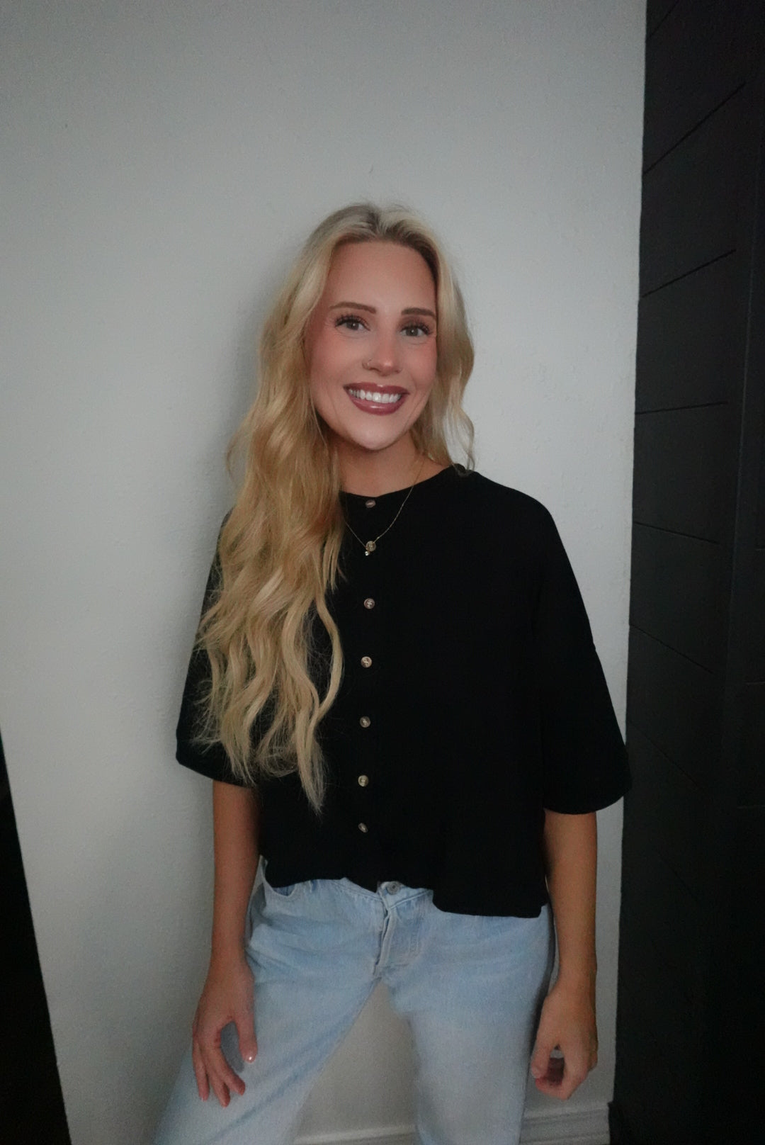 black button up top