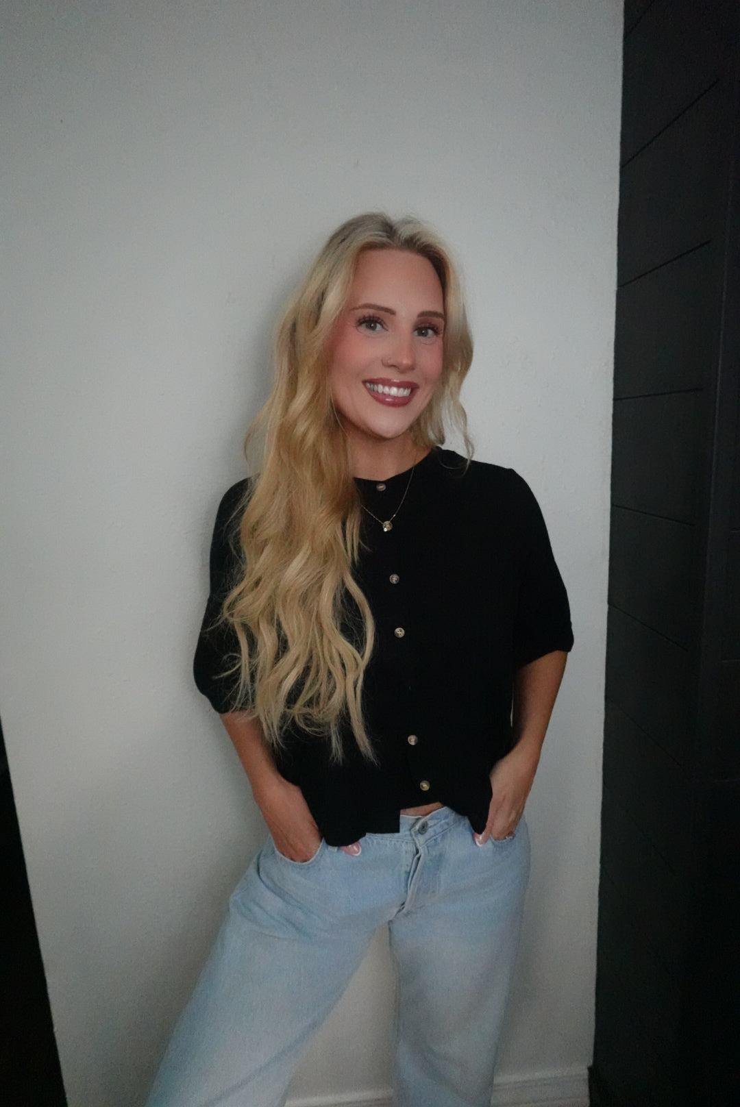 black button up top