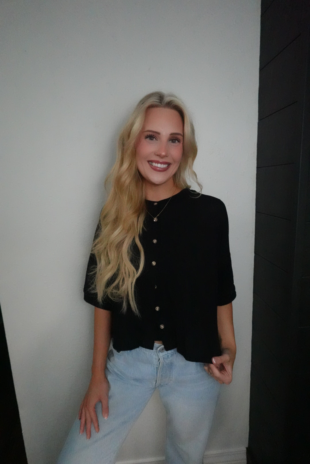 black button up top
