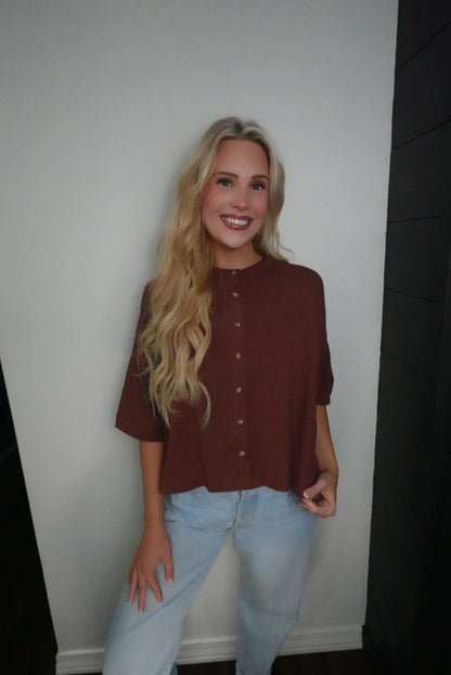 light brown button up top