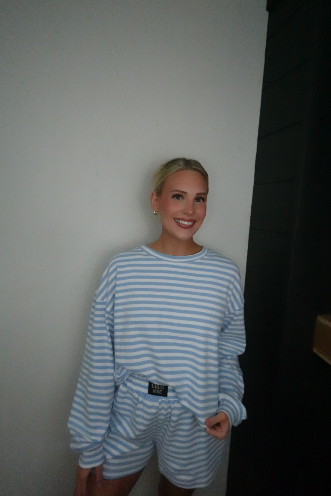 baby blue stripe long sleeve shirt