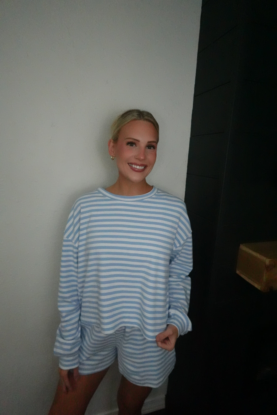 baby blue stripe long sleeve shirt