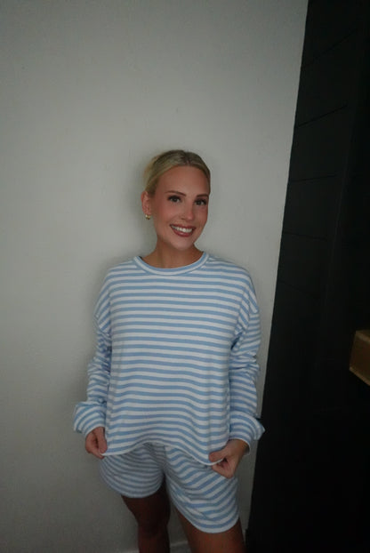 baby blue stripe long sleeve shirt