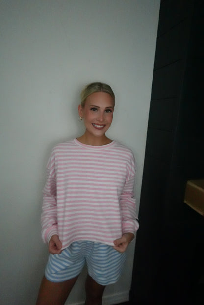 pink stripe long sleeve top