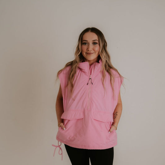 oversized drawstring silhouette puffer vest