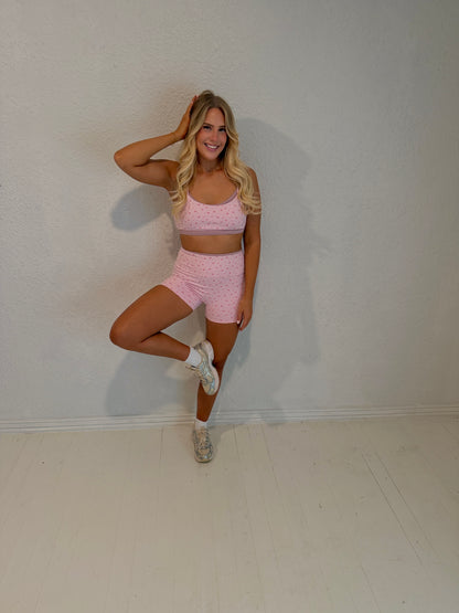 pink floral biker shorts