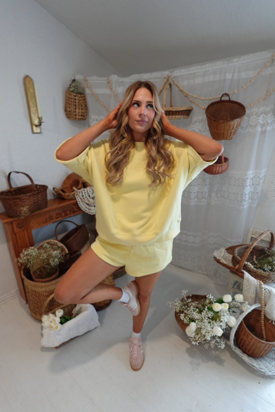 lemon drop yellow matching short set