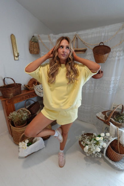 lemon drop yellow matching short set