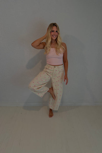 pink dottie barrel jeans