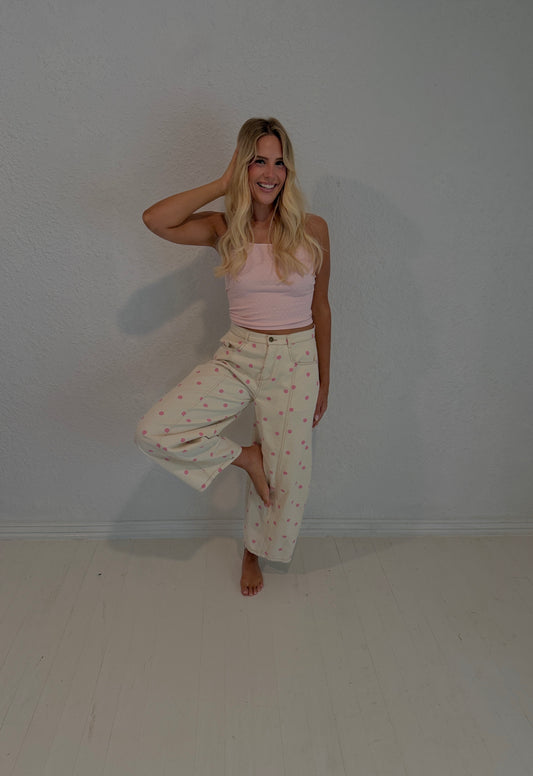 pink dottie barrel jeans