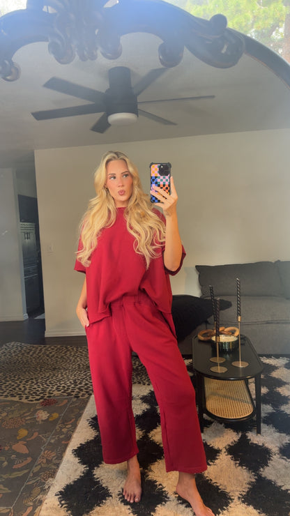 garnet red dolman top