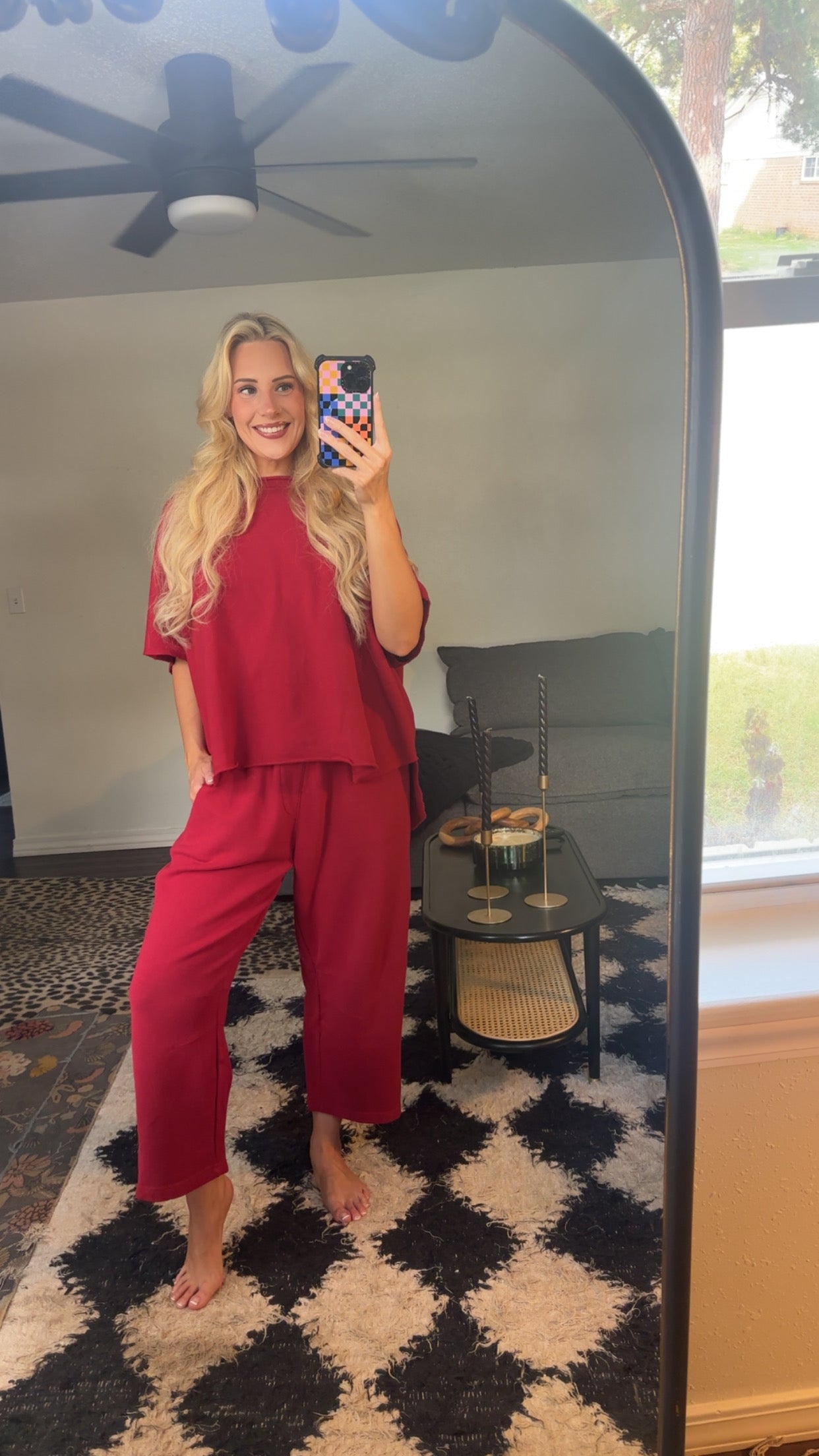 garnet red dolman top