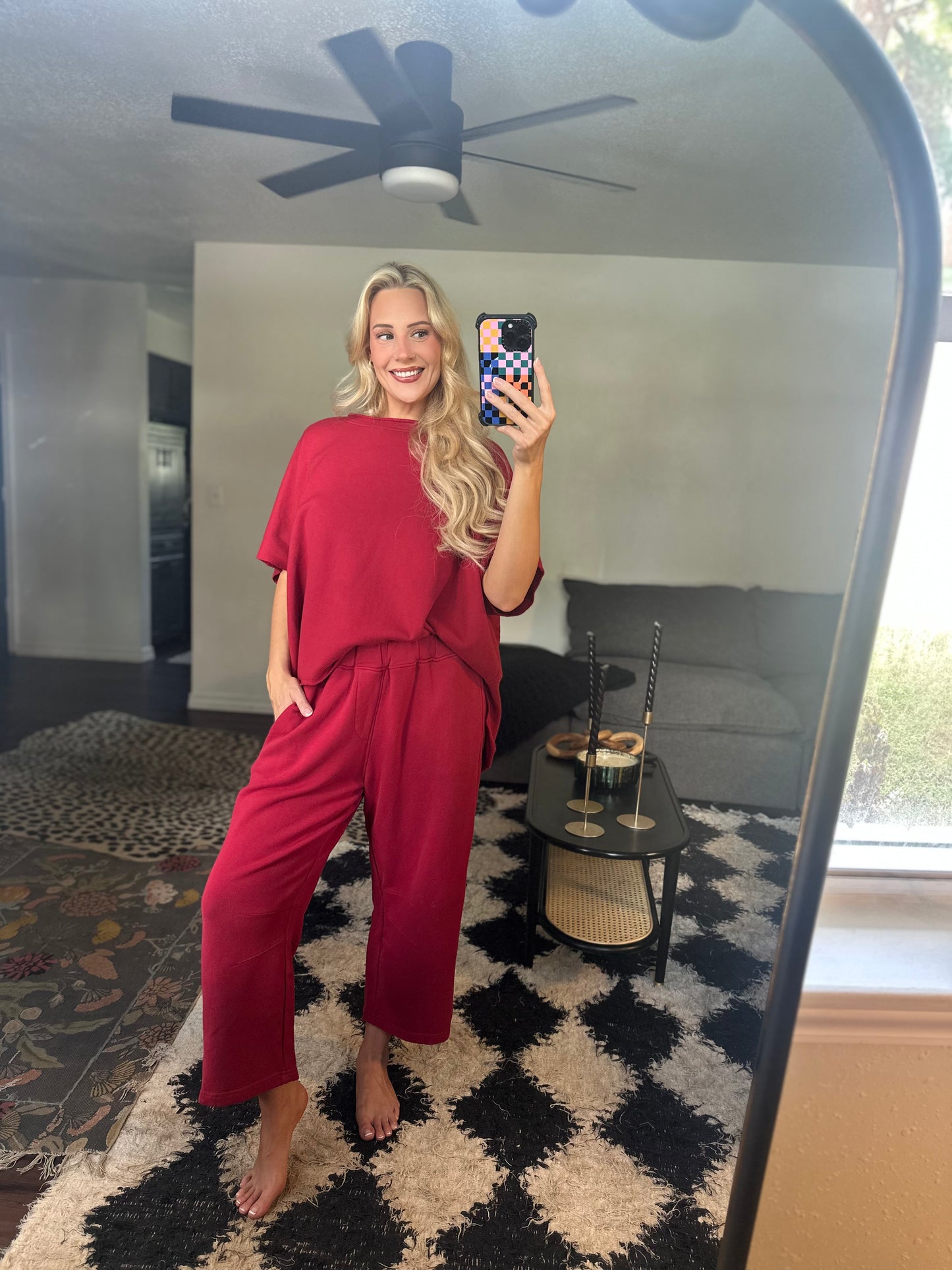 garnet red dolman top