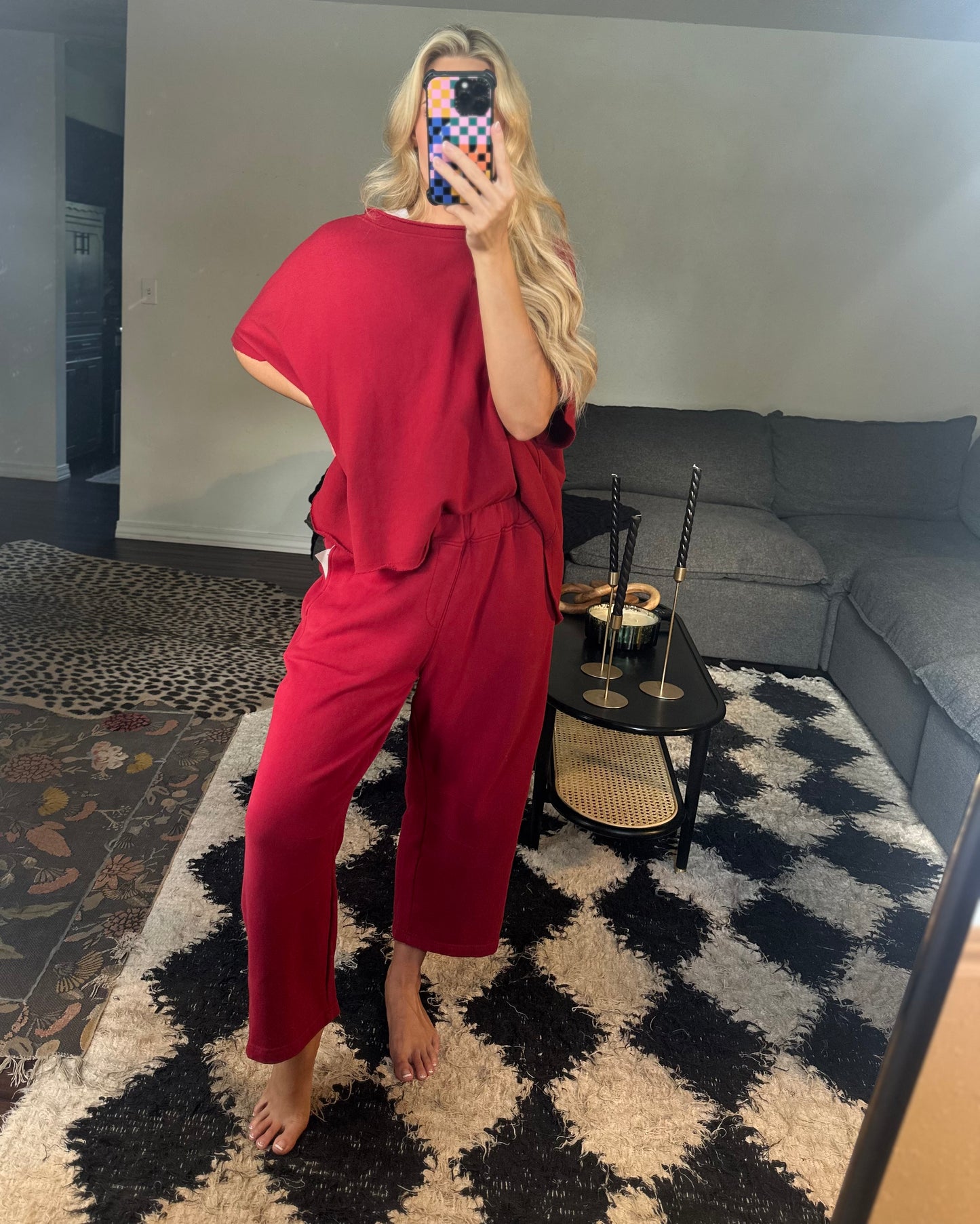 garnet red dolman top