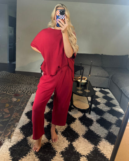 garnet red dolman top