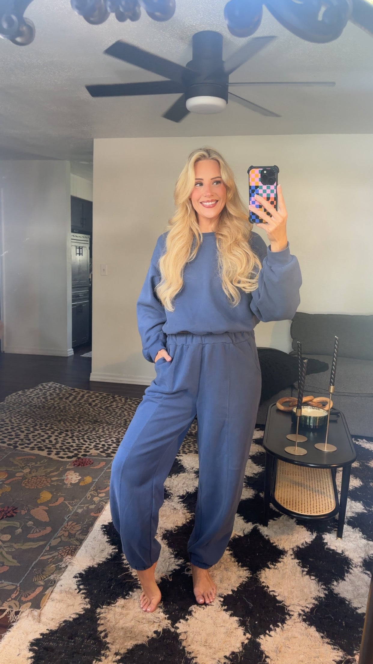 light navy blue elastic crop sweatshirt
