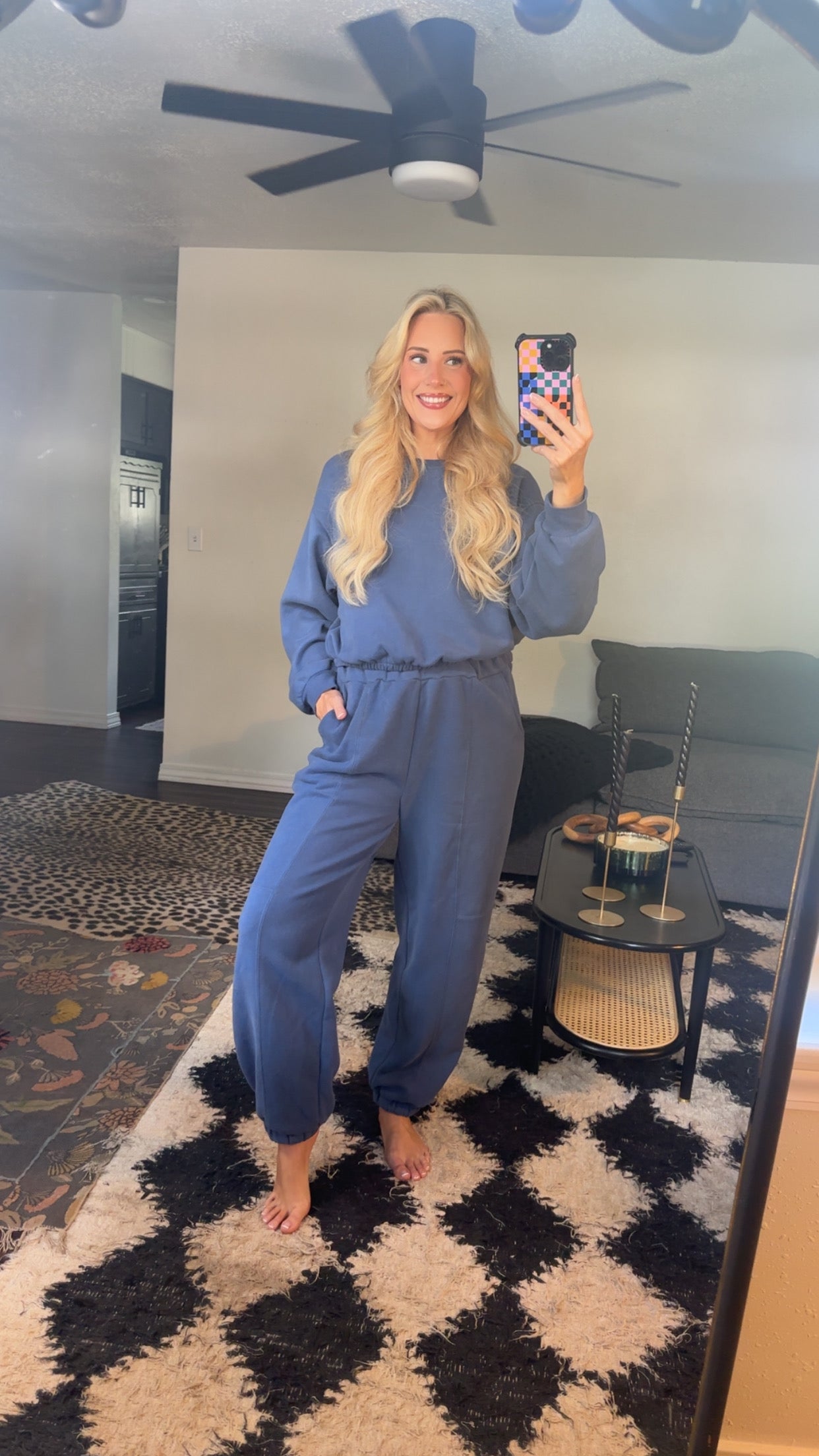 light navy blue elastic crop sweatshirt