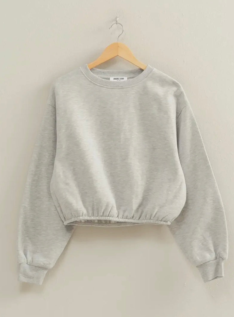 heather grey elastic crop sweatshirt