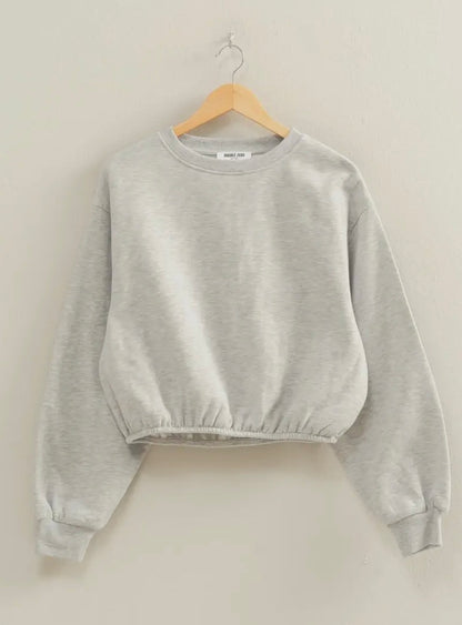 heather grey elastic crop sweatshirt