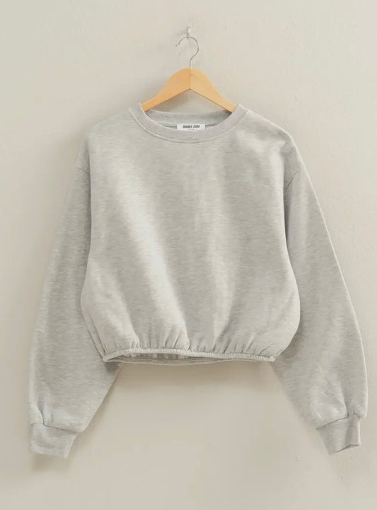 heather grey elastic crop sweatshirt
