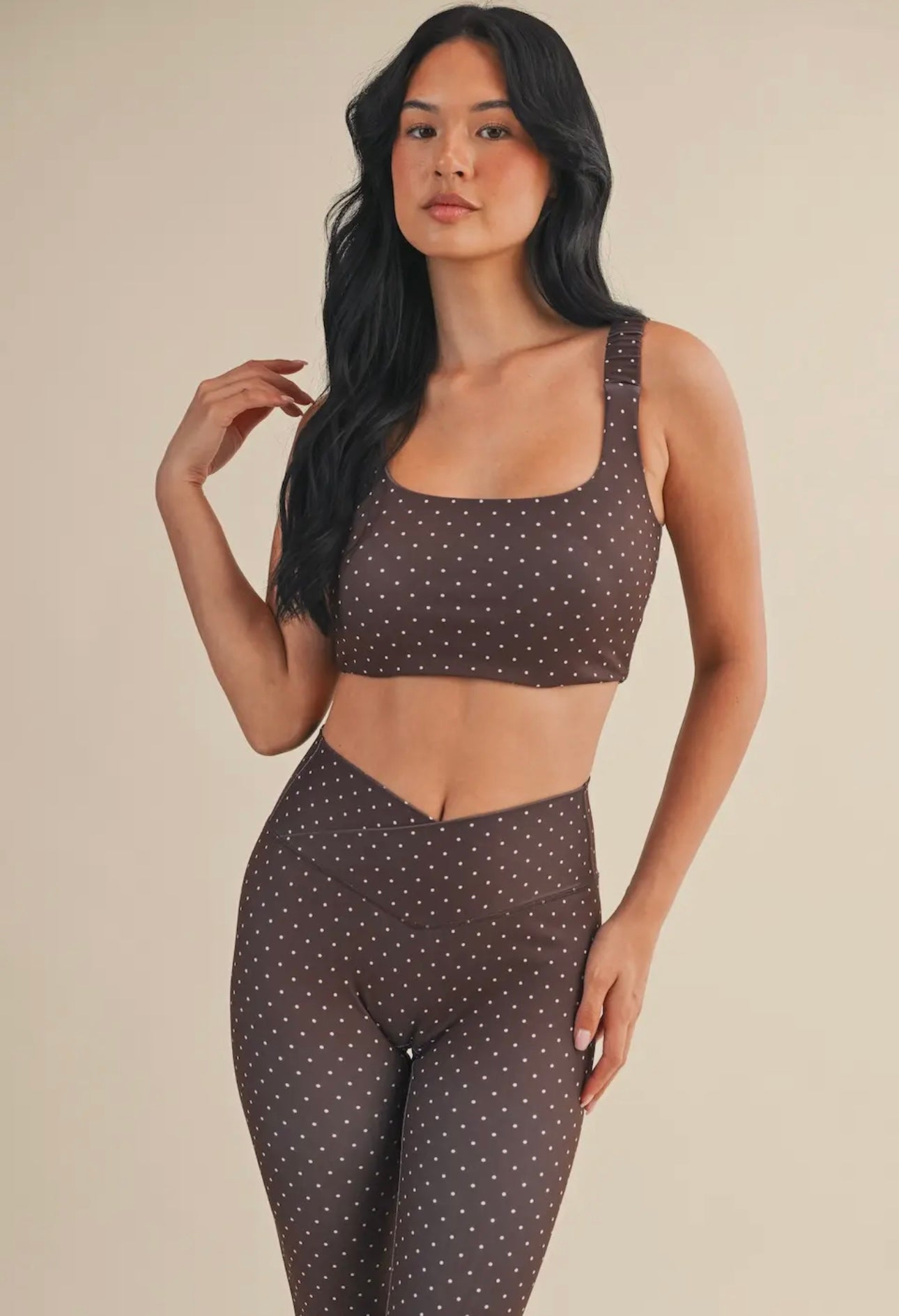 brown polka dot sports bra