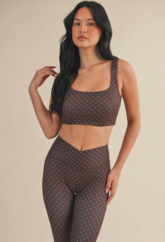 brown polka dot sports bra