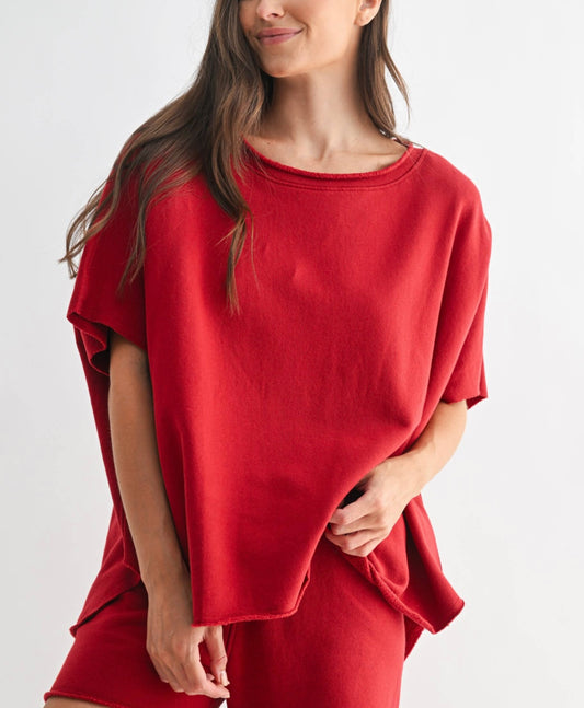 garnet red dolman top