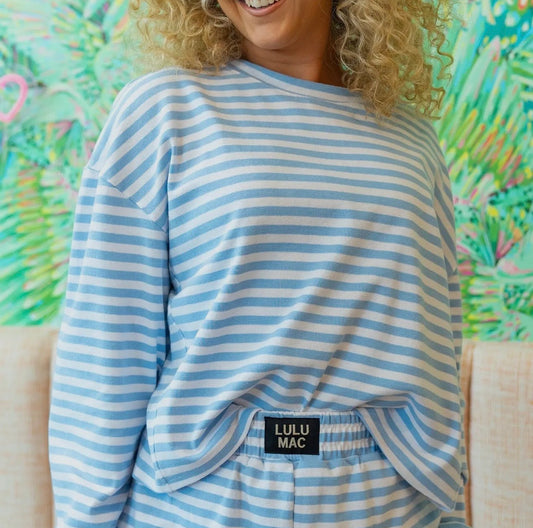 baby blue stripe long sleeve shirt