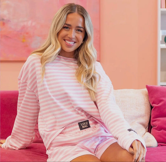 pink stripe long sleeve top