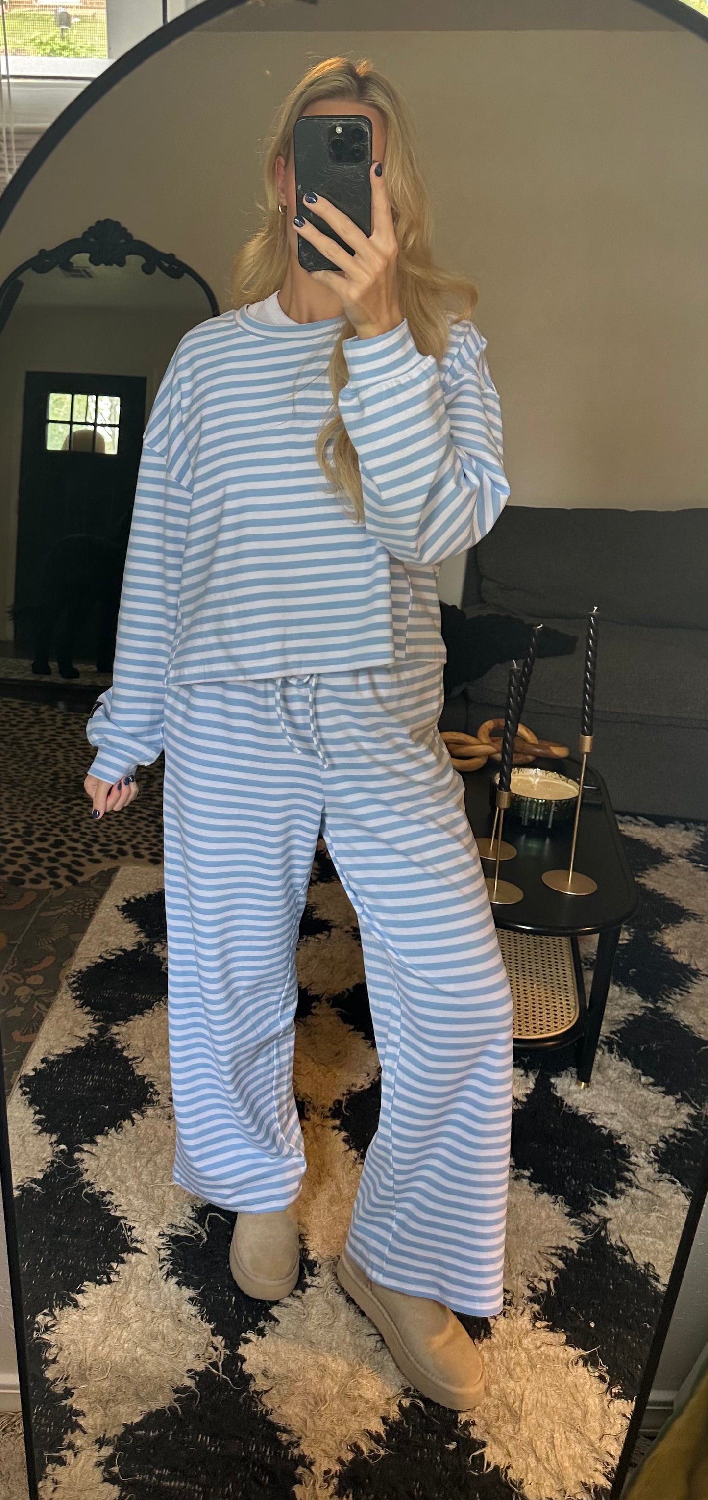 baby blue stripe pant