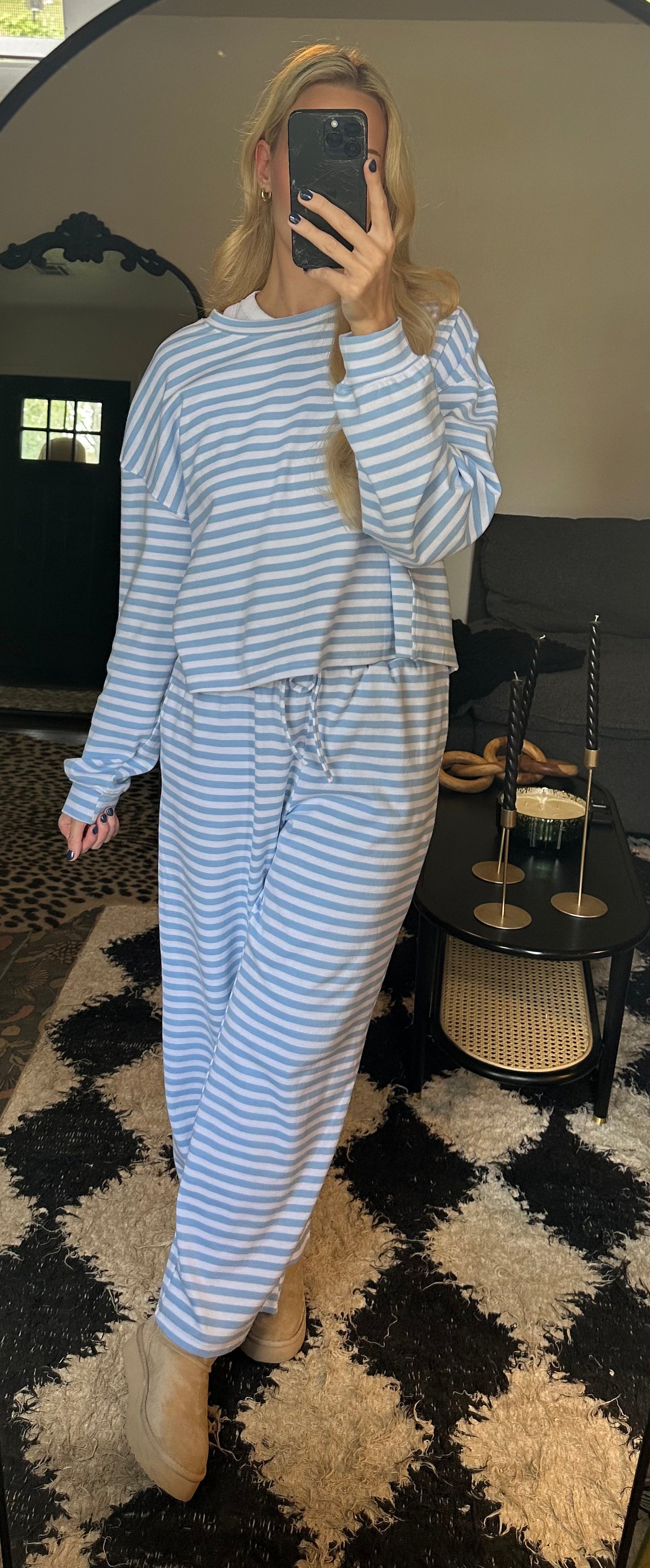 baby blue stripe pant