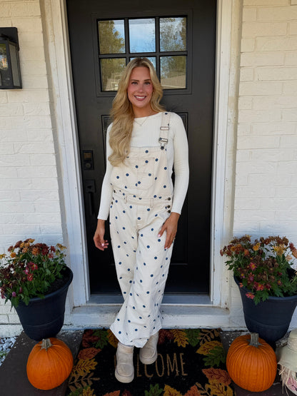 polka dot barrel overalls