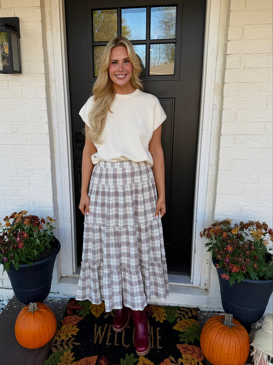 cream short sleeve sweater