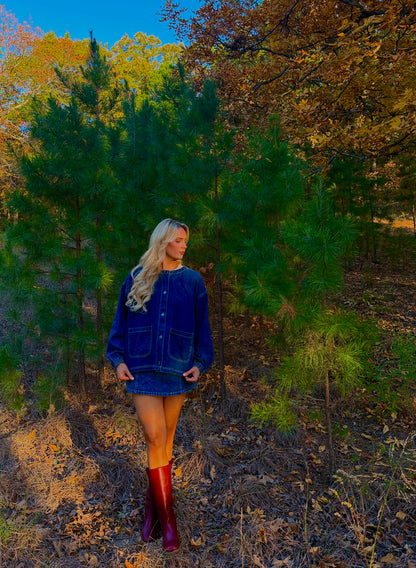 oversized indigo denim jacket