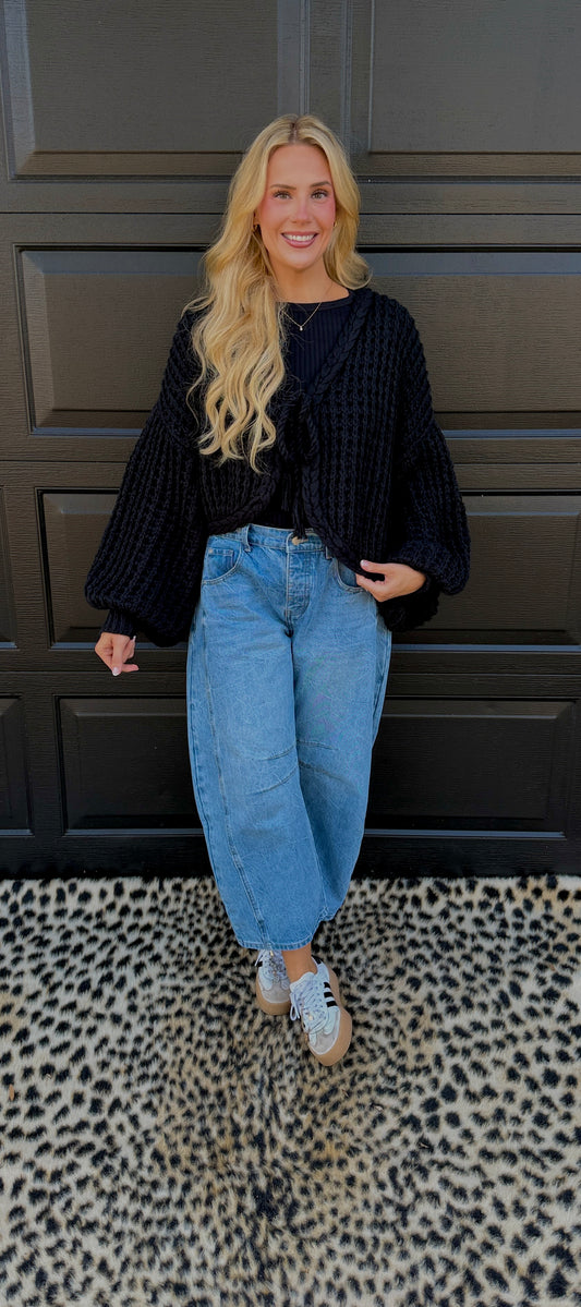 lennon front tie cardigan