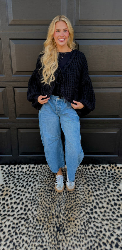 lennon front tie cardigan