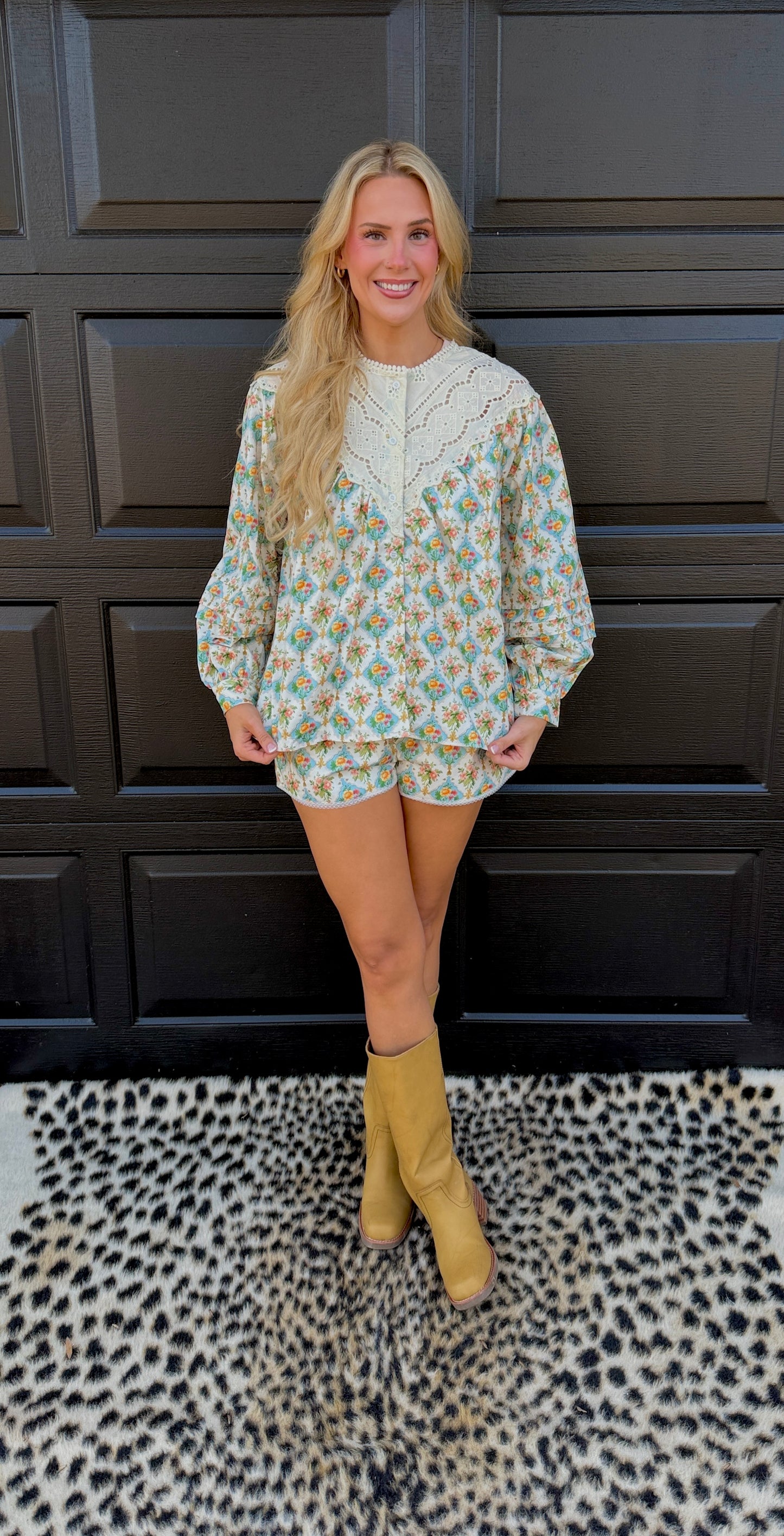 nora eyelet floral top