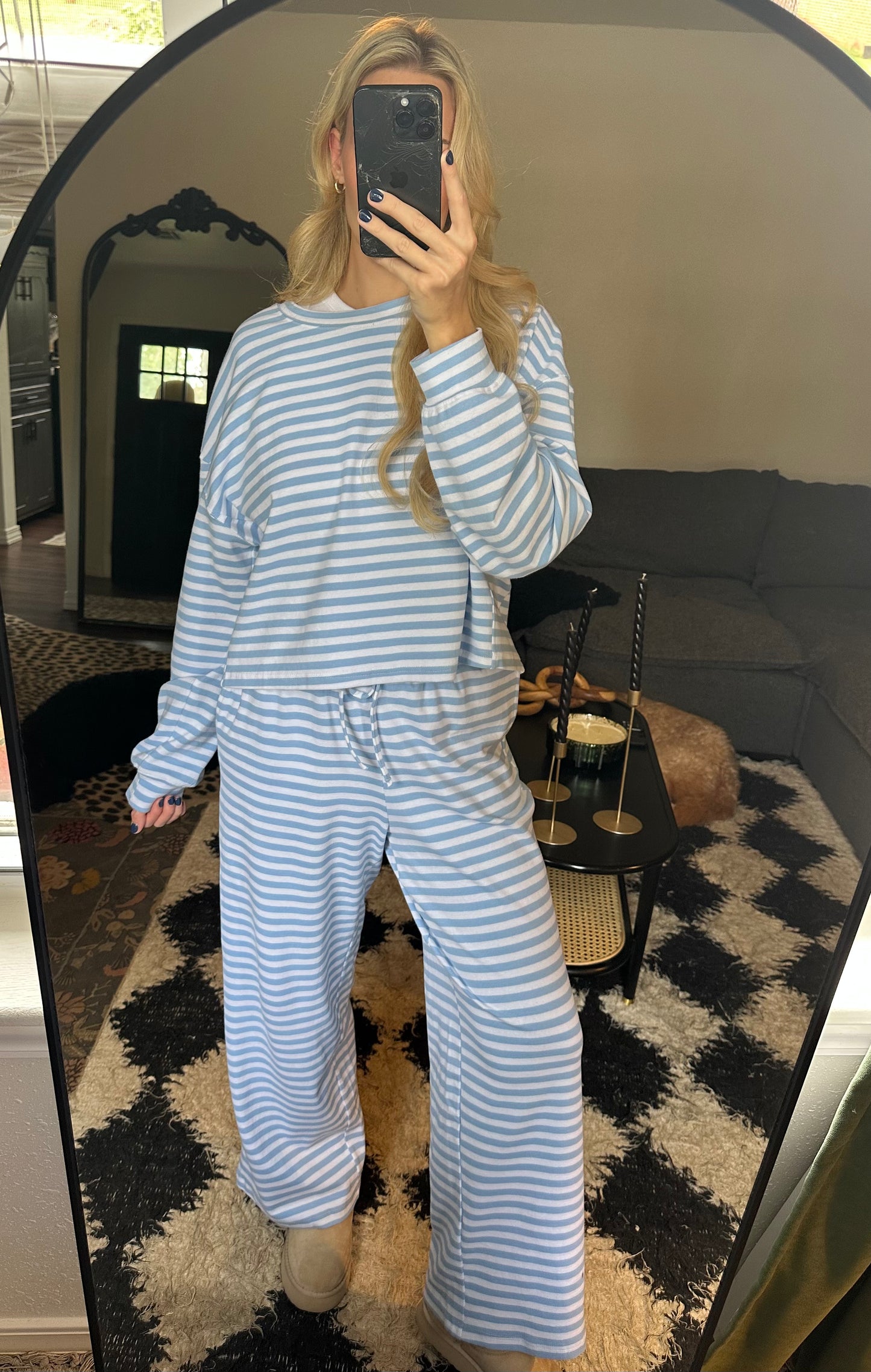 baby blue stripe pant