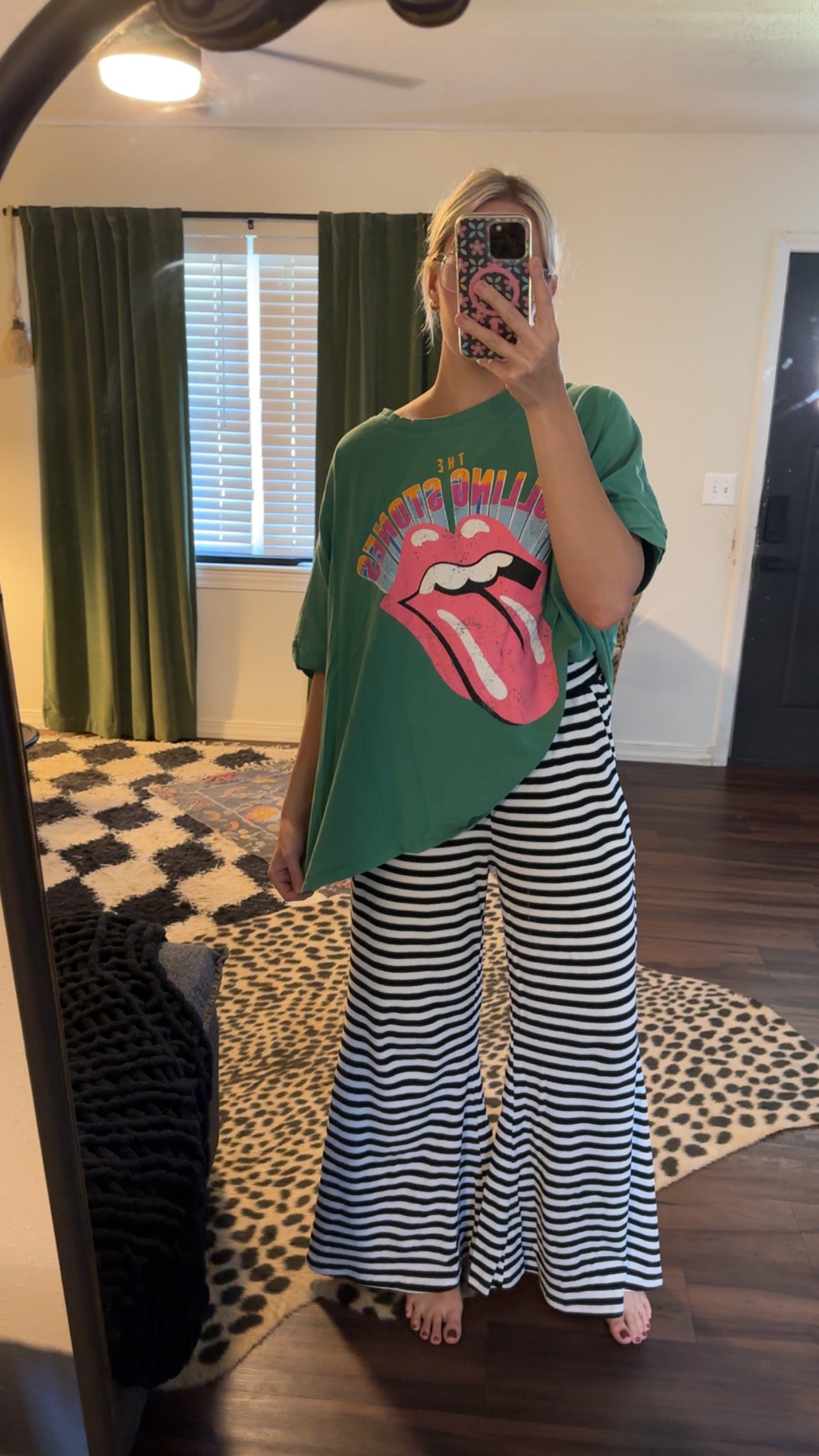 wide leg stripe lounge pant