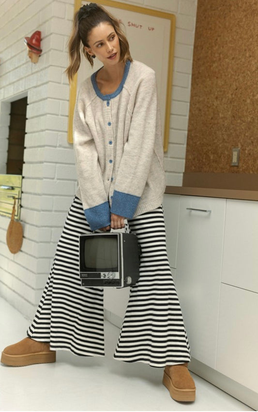 wide leg stripe lounge pant