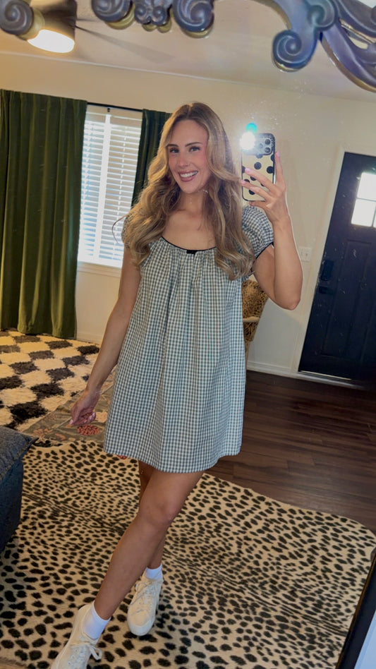 annie gingham babydoll dress