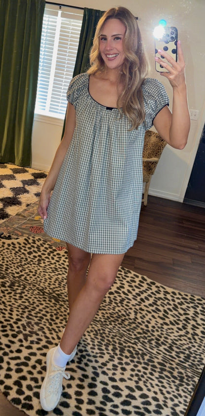 annie gingham babydoll dress