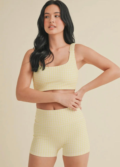 lemon gingham sports bra