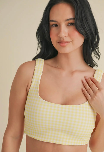 lemon gingham sports bra