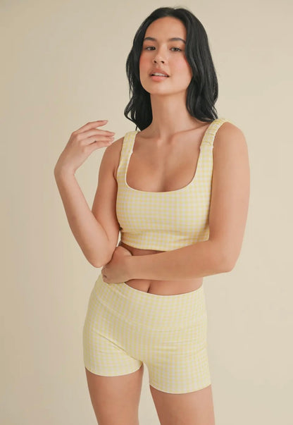 lemon gingham sports bra