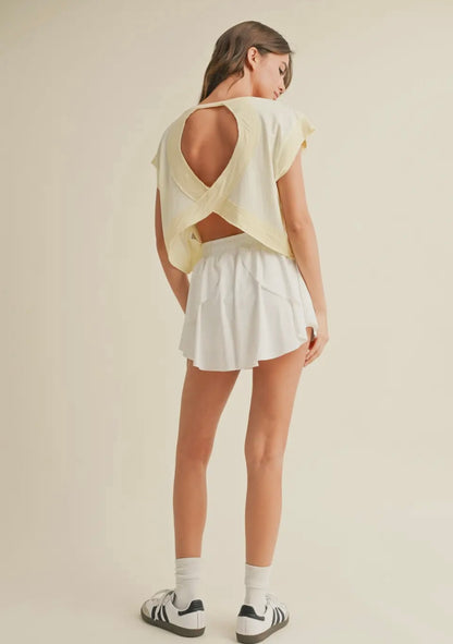 lemon cut out crop tee